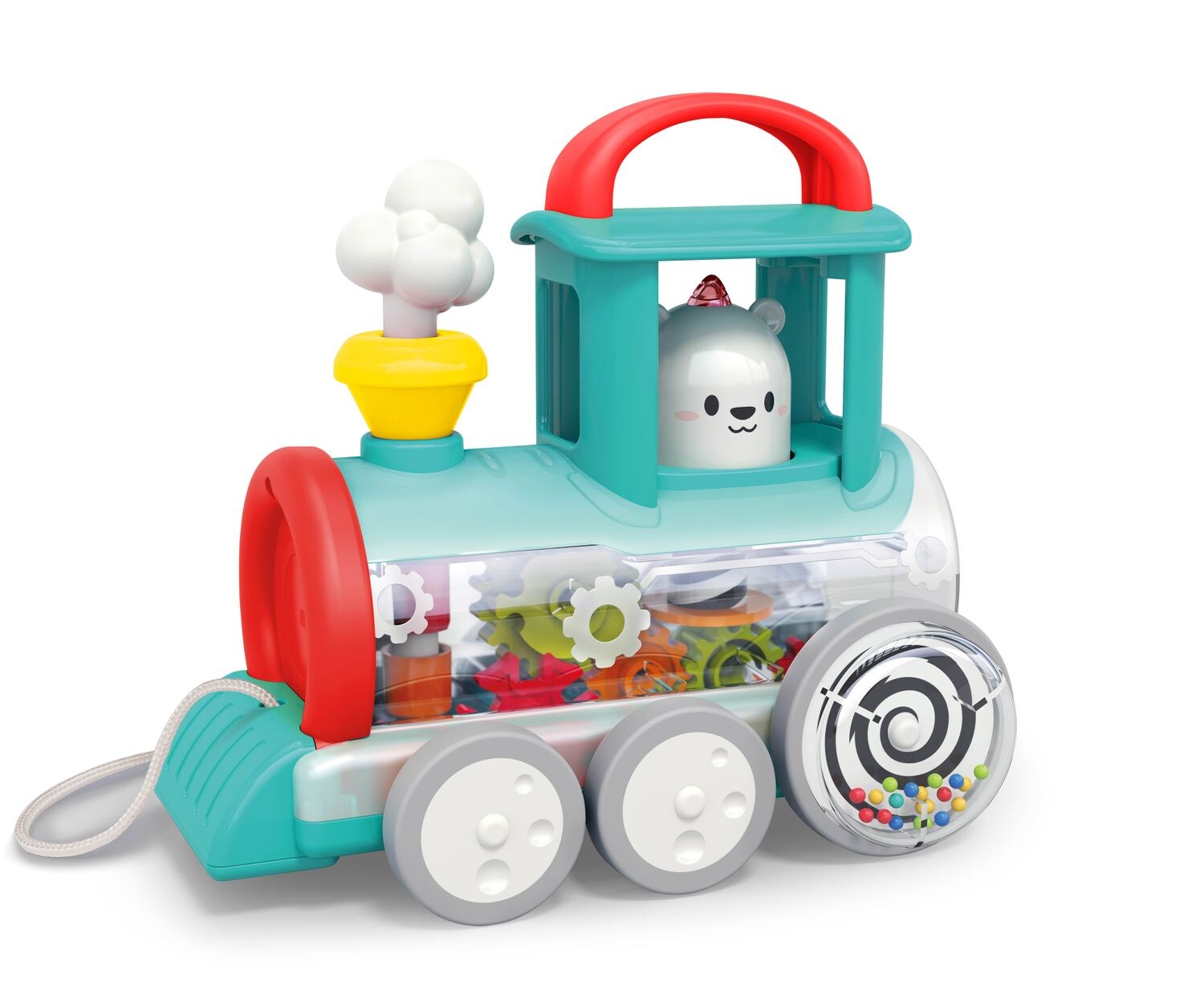 Moni Kinder-Nachziehspielzeug Zug E7995A, Räder, Ziehschnur, Motorikspielzeug bunt