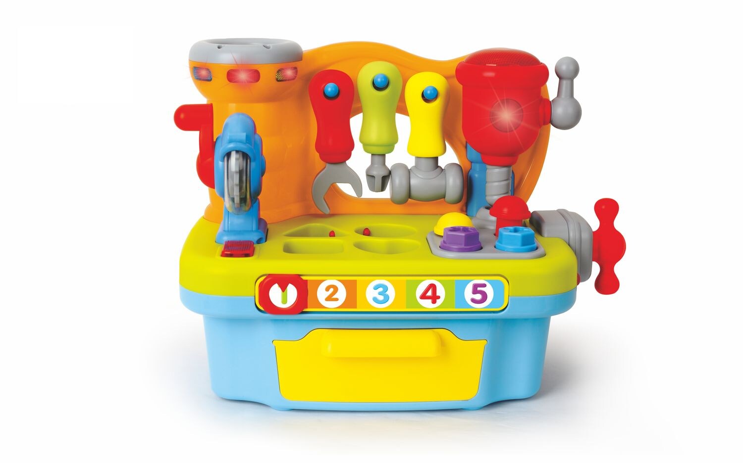 Moni Kinder-Miniwerkstatt Kinderwerkzeug Musik Licht Schrauben Formsortierspiel bunt | 03800146224196