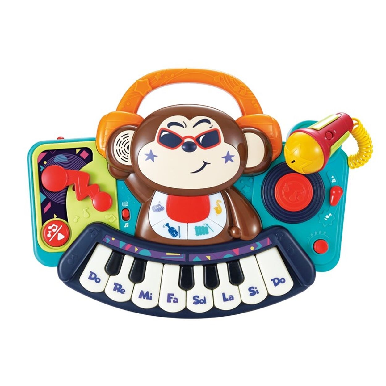 Moni Musikspielzeug Keyboard DJ Monkey 3137 Melodien, Tasten, Licht, Mikrofon bunt | 03800146224189