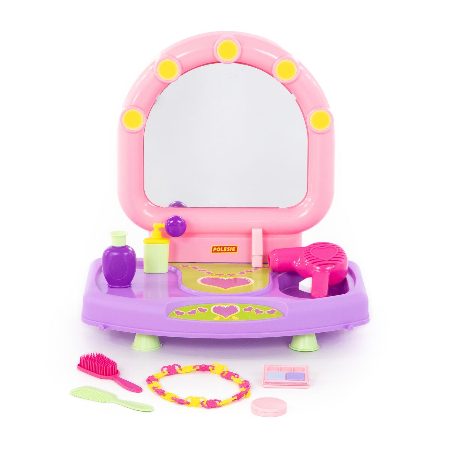 Polesie Spielzeug Beauty-Set 58805 Föhn, Kamm, Parfum, Schminke, Armkette Bürste lila | 04810344058805
