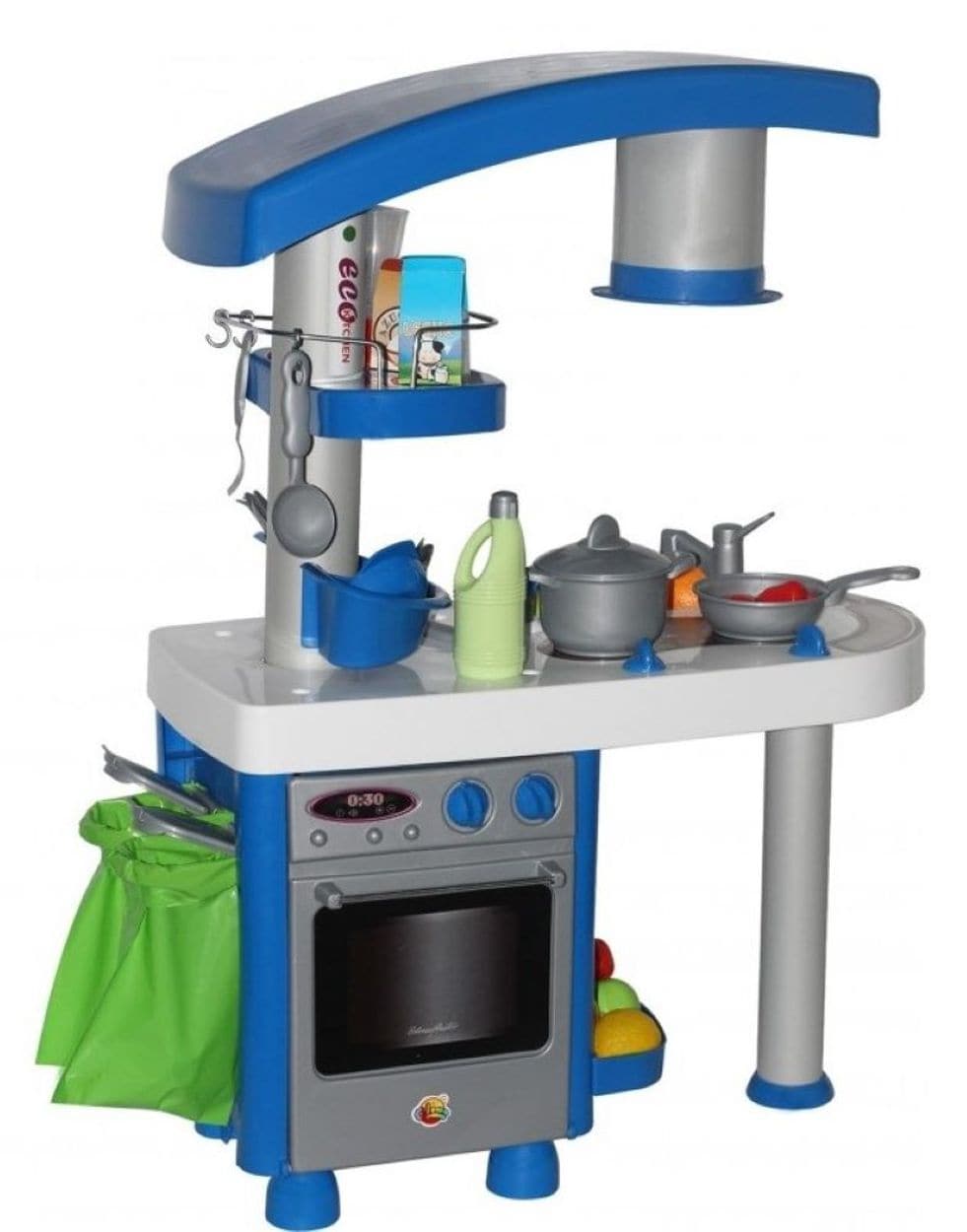 Polesie Kinderk&uuml;che 56290 Eco 92 cm Backofen Herd Sp&uuml;lbecken M&uuml;llsack Zubeh&ouml;r grau - Bild 1