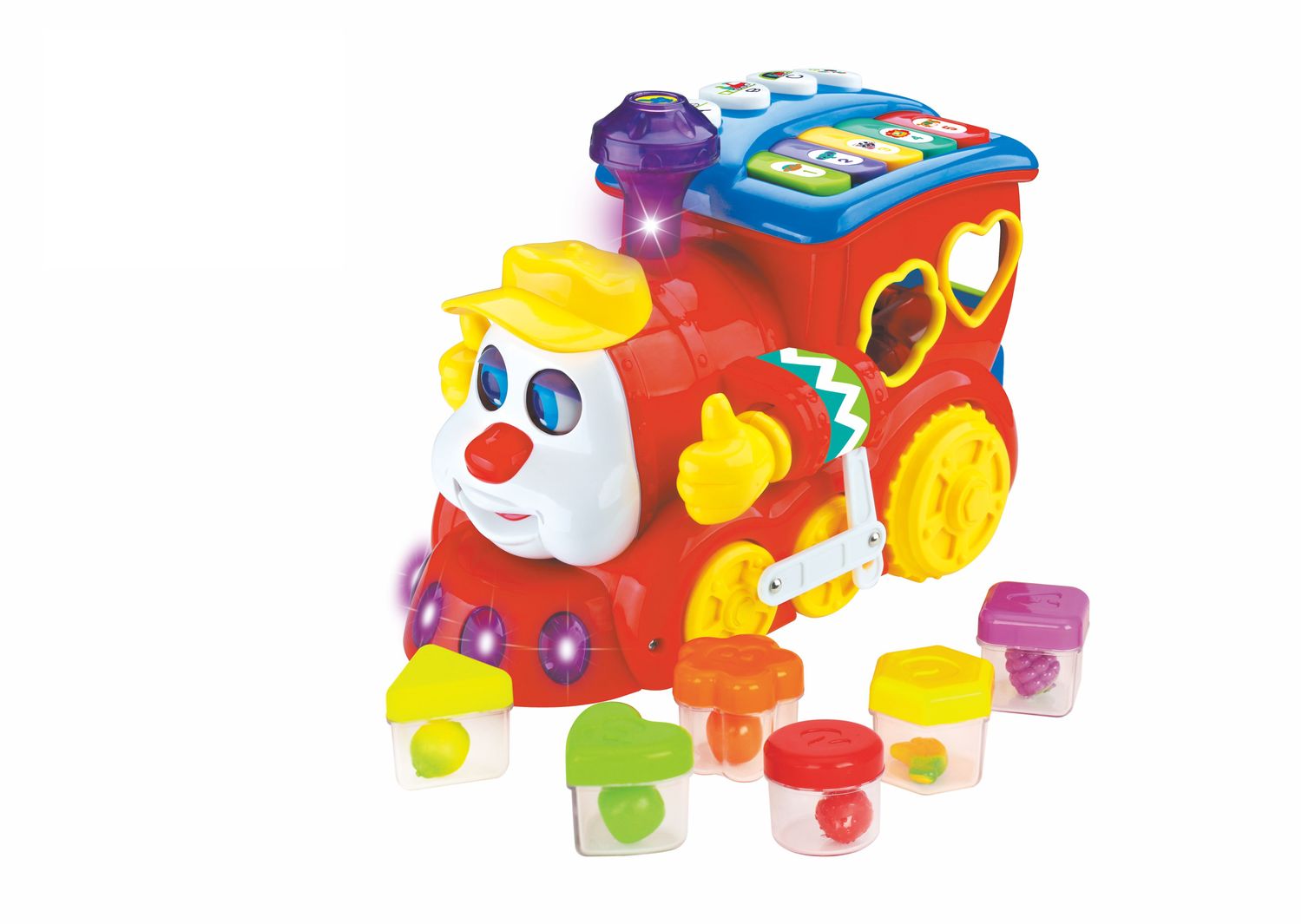 Moni Spielzeug Zug, Sortierspiel Musik Licht Formsortierspiel 6 Formen Klavier rot - Bild 1