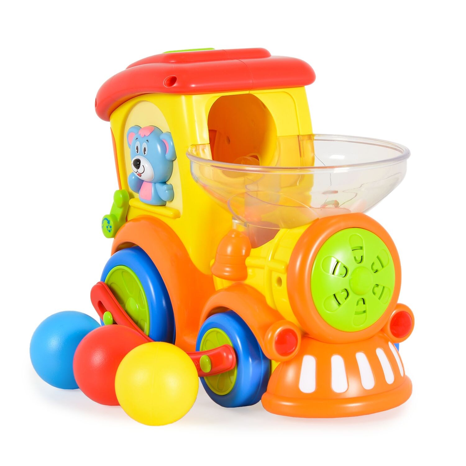 Moni Spielzeug Zug 958, Kugelbahn, 3 bunte Bälle, Musik- und Lichtfunktion gelb | 03800146224066