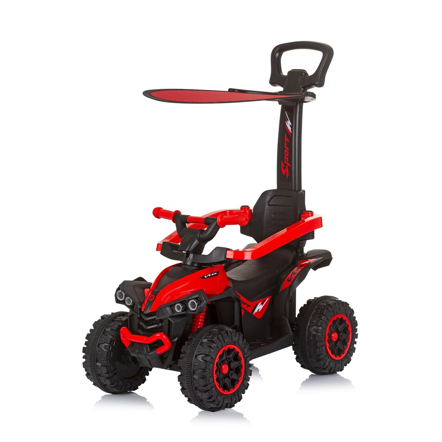 Chipolino Kinder Rutschauto ATV Sonnendach Schiebegriff Musikfunktion bis 23 kg rot | 03800931055998