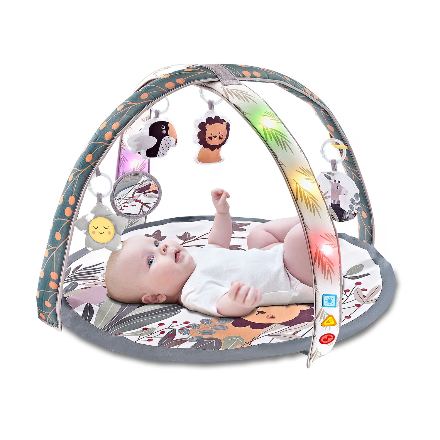 Chipolino Spielbogen, Krabbeldecke Lichter h&auml;ngende Pl&uuml;schtiere Melodien Spiegel grau - Bild 1