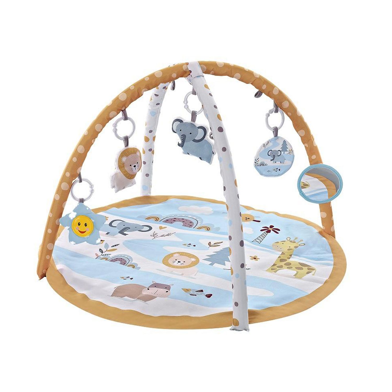 Chipolino Spielbogen Tiere, Musikfunktion, 5 H&auml;ngespielzeuge, Krabbeldecke beige - Bild 1