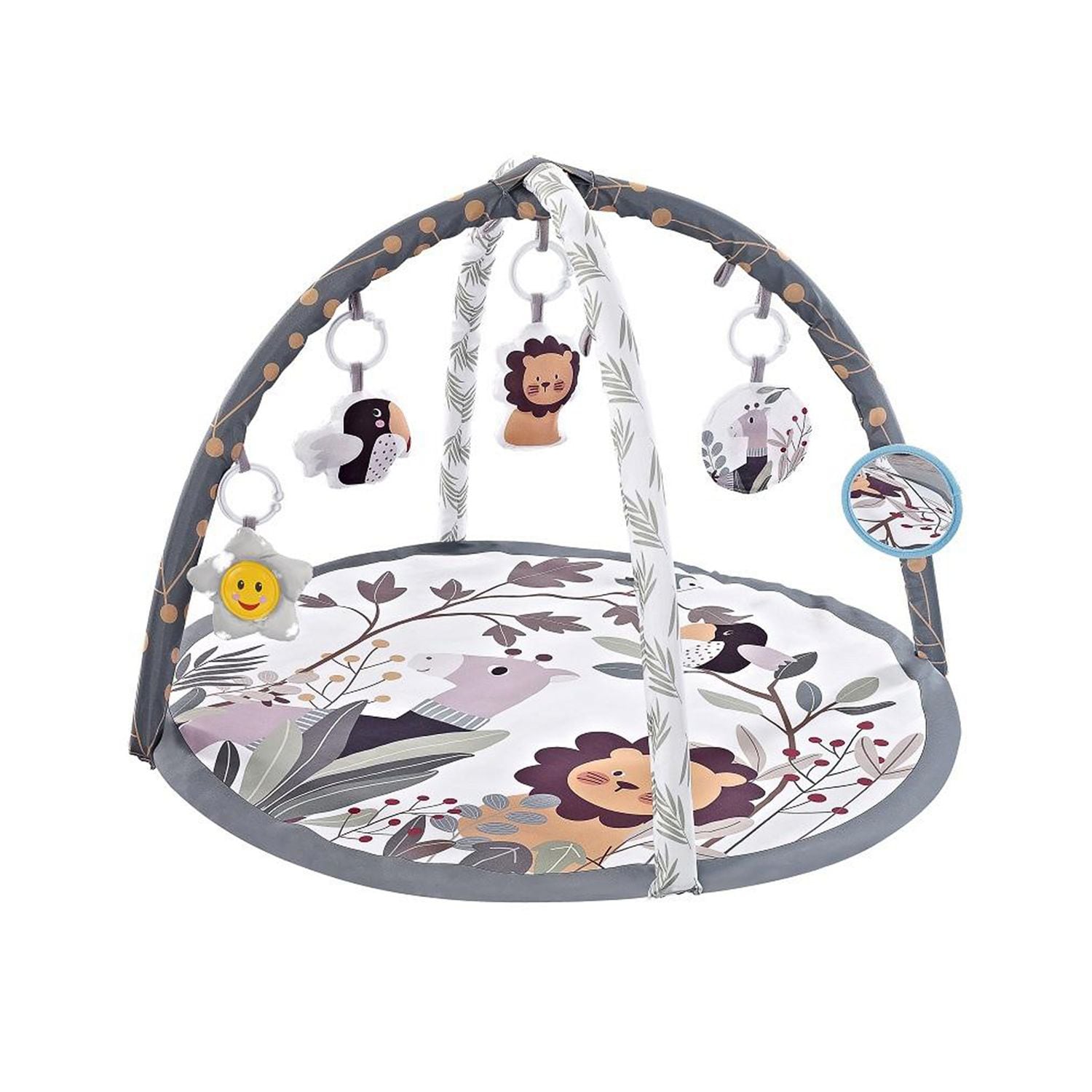 Chipolino Spielbogen Tiere, Musikfunktion, 5 H&auml;ngespielzeuge, Krabbeldecke grau - Bild 1