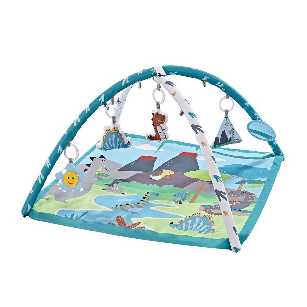 Chipolino Spielbogen Tiere, Musikfunktion, 5 Hängespielzeuge, Krabbeldecke türkis