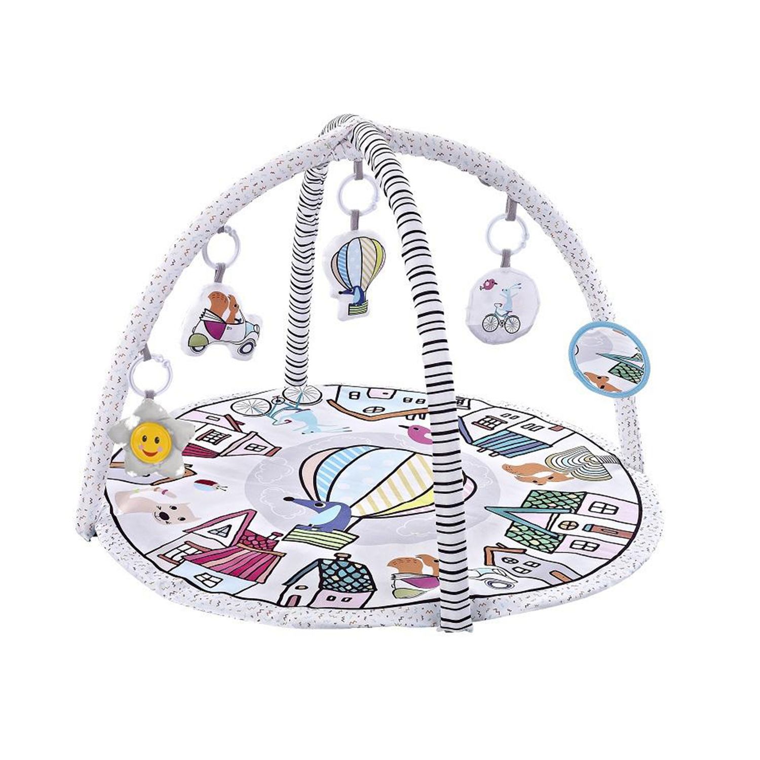 Chipolino Spielbogen Tiere, Musikfunktion, 5 H&auml;ngespielzeuge, Krabbeldecke wei&szlig; - Bild 1