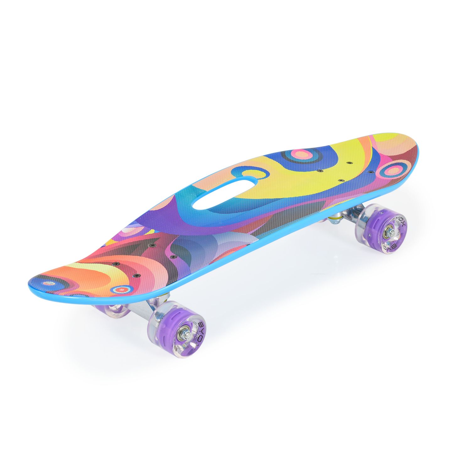 Byox Skateboard 26 Zoll mit Griff PU-Leuchtr&auml;der ABEC-7 Aluminium 100 kg LED lila - Bild 1