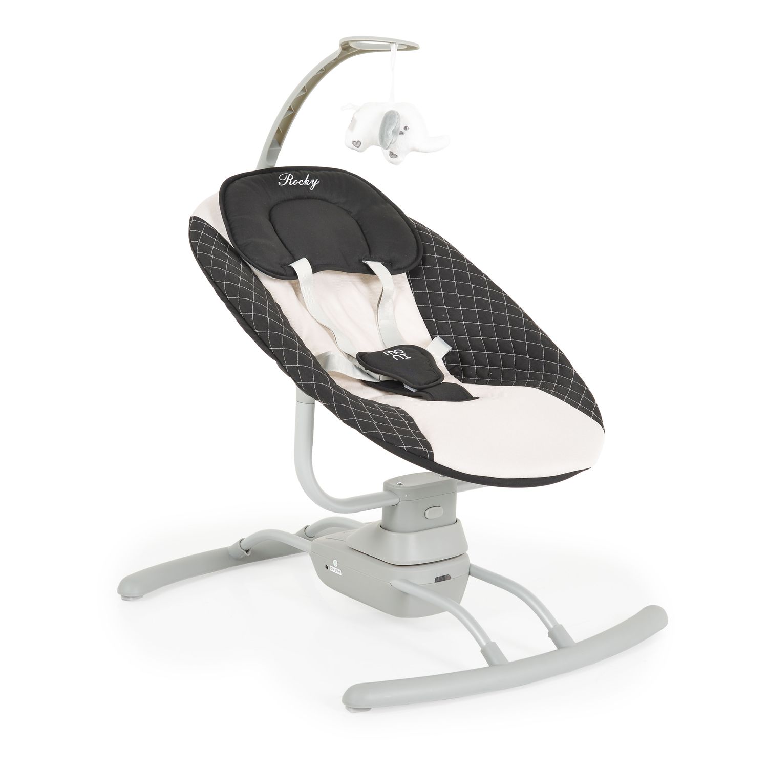 Moni Babywippe elektrisch Rocky Kissen Musik Stofftier Moskitonetz Fernbedienung beige - Bild 1