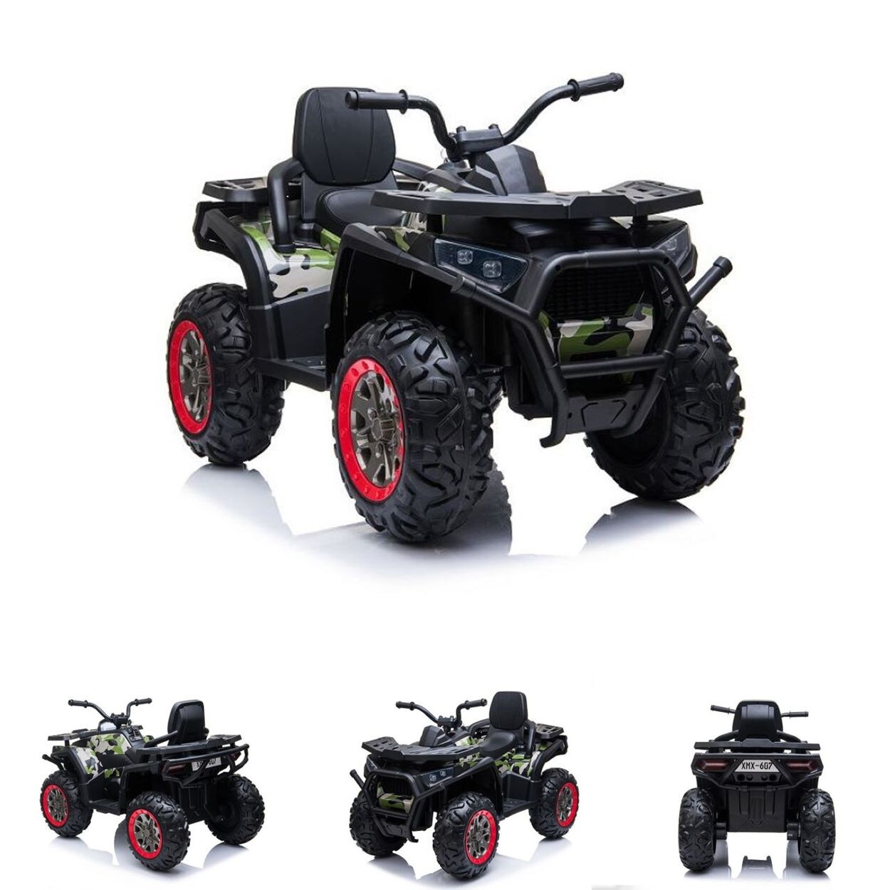 ES-Toys Elektro Kinderquad MP3, USB, Batterieanzeige, Stoßdämpfer, 2x12V Motoren dunkelgrün