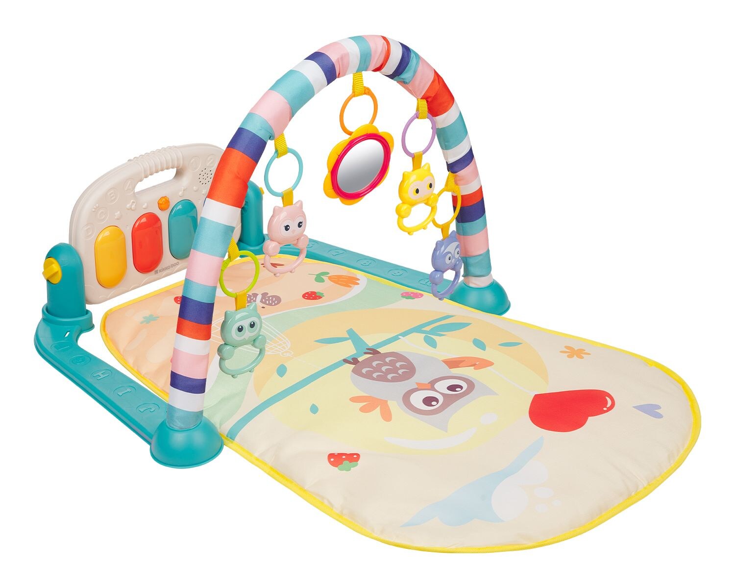 Kikkaboo Spielbogen, Krabbeldecke Happy Owl Klaviertasten, Greiflinge, Musik türkis | 03800171204385