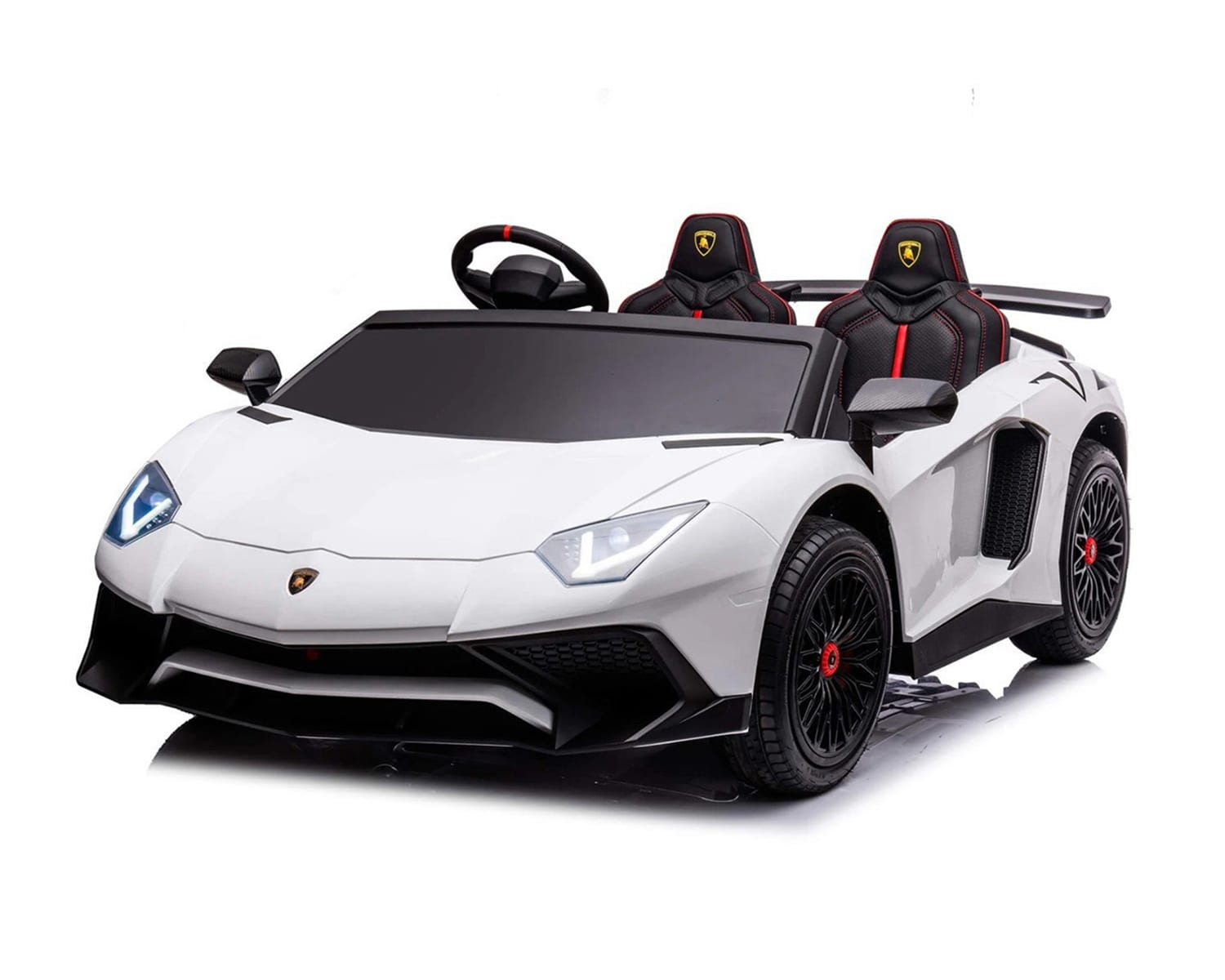 Kikkaboo Kinder Elektroauto Lamborghini Aventador SVJ Zweisitzer Sto&szlig;d&auml;mpfer EVA wei&szlig; - Bild 1