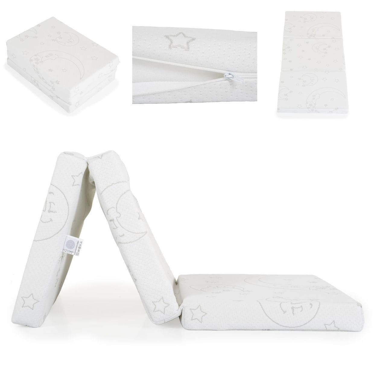 Moni Babybett Faltmatratze, Klappmatratze Snooze 120 x 60 x 6 cm, Bezug waschbar wei&szlig; - Bild 1