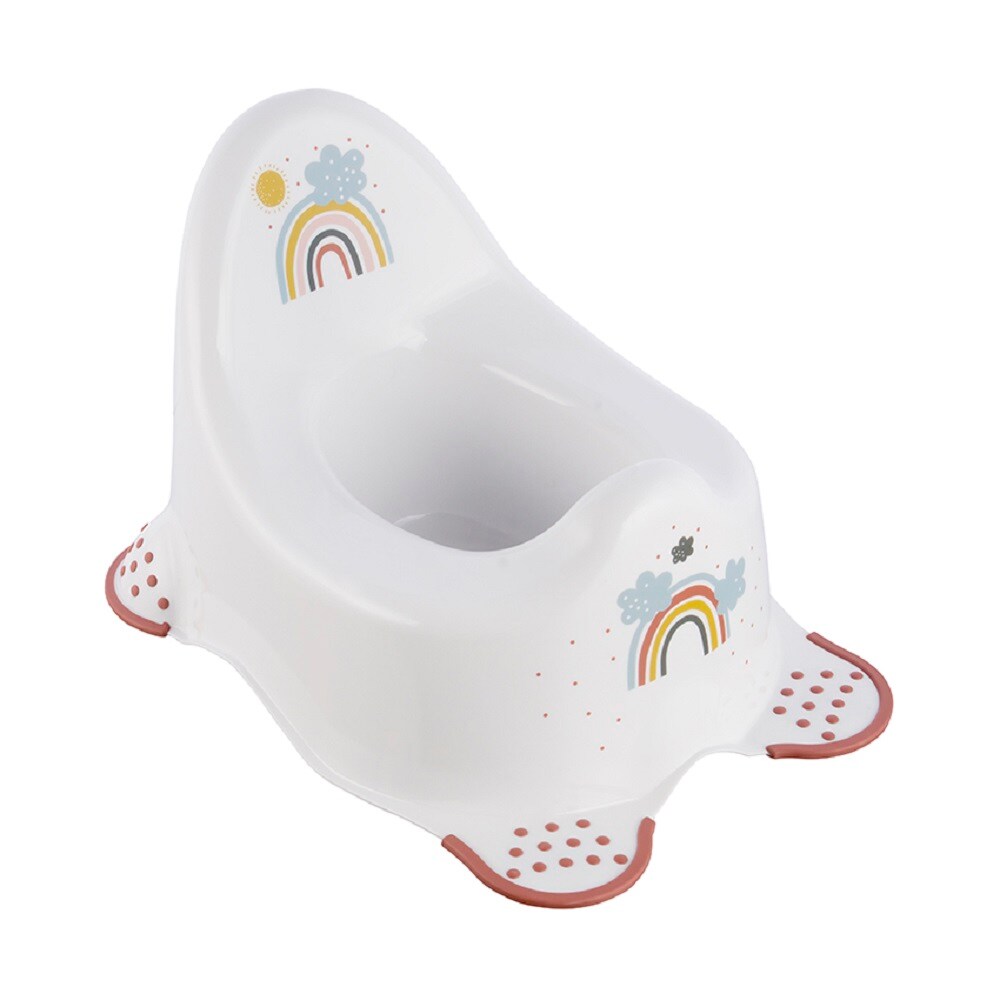 Lorelli T&ouml;pfchen Hippo, Anti-Rutsch-Gummi-F&uuml;&szlig;e, lustige Motive, Spritzschutz wei&szlig; braun - Bild 1