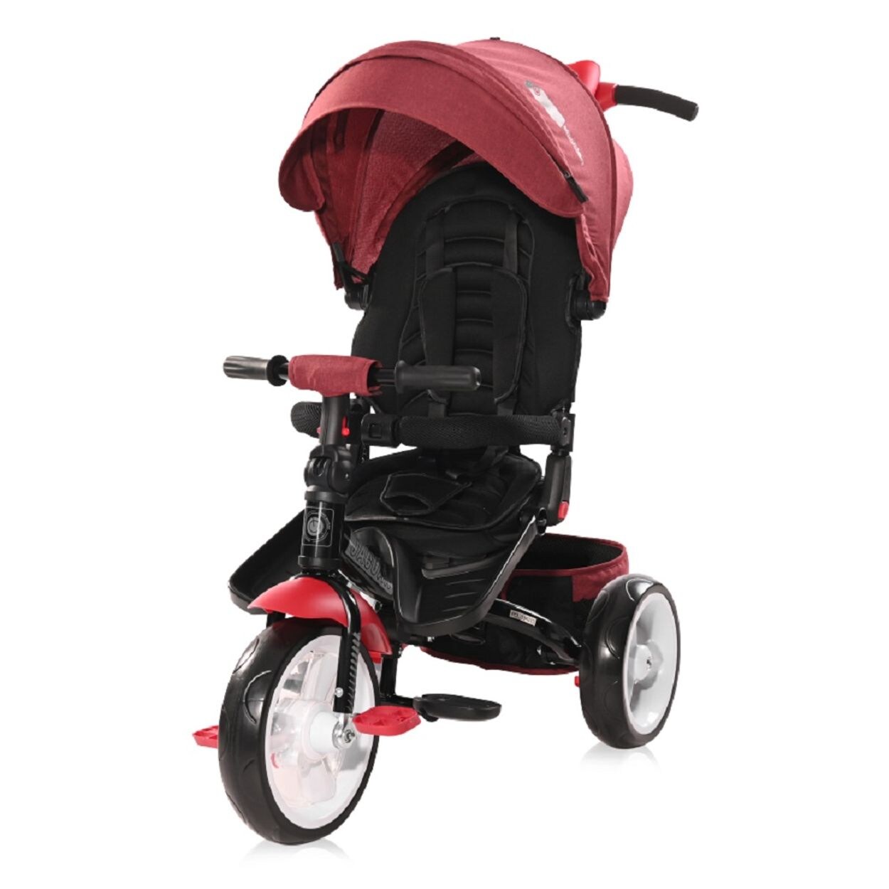 Lorelli Tricycle Jaguar 4 in 1 Schiebestange Sitz drehbar, verstellbar, Faltdach rot/schwarz
