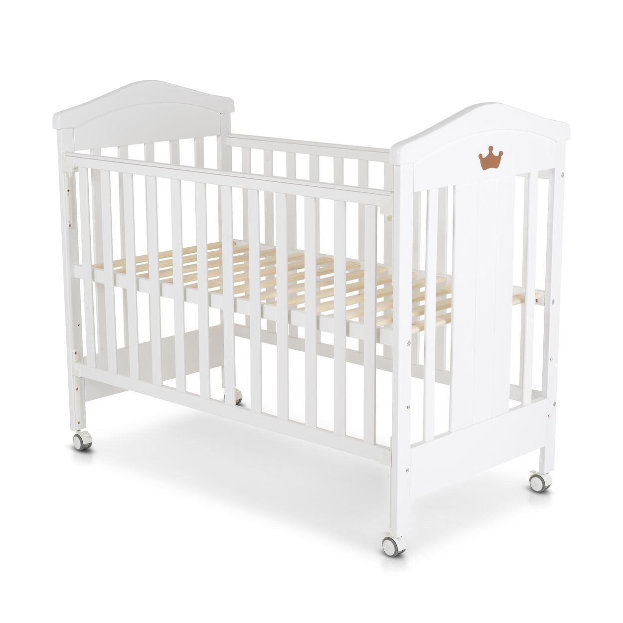 Cangaroo Babybett Wing 120 x 60 cm Gitterbett Buchenholz Räder 3 Höhenpositionen weiß