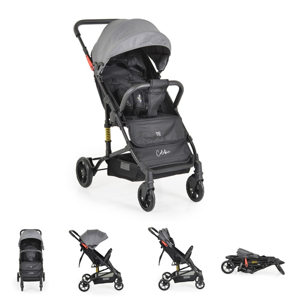 Moni Kinderwagen Buggy Colibri, faltbar, verstellbar, 5-Punkt-Gurt, ab 6 Monaten grau