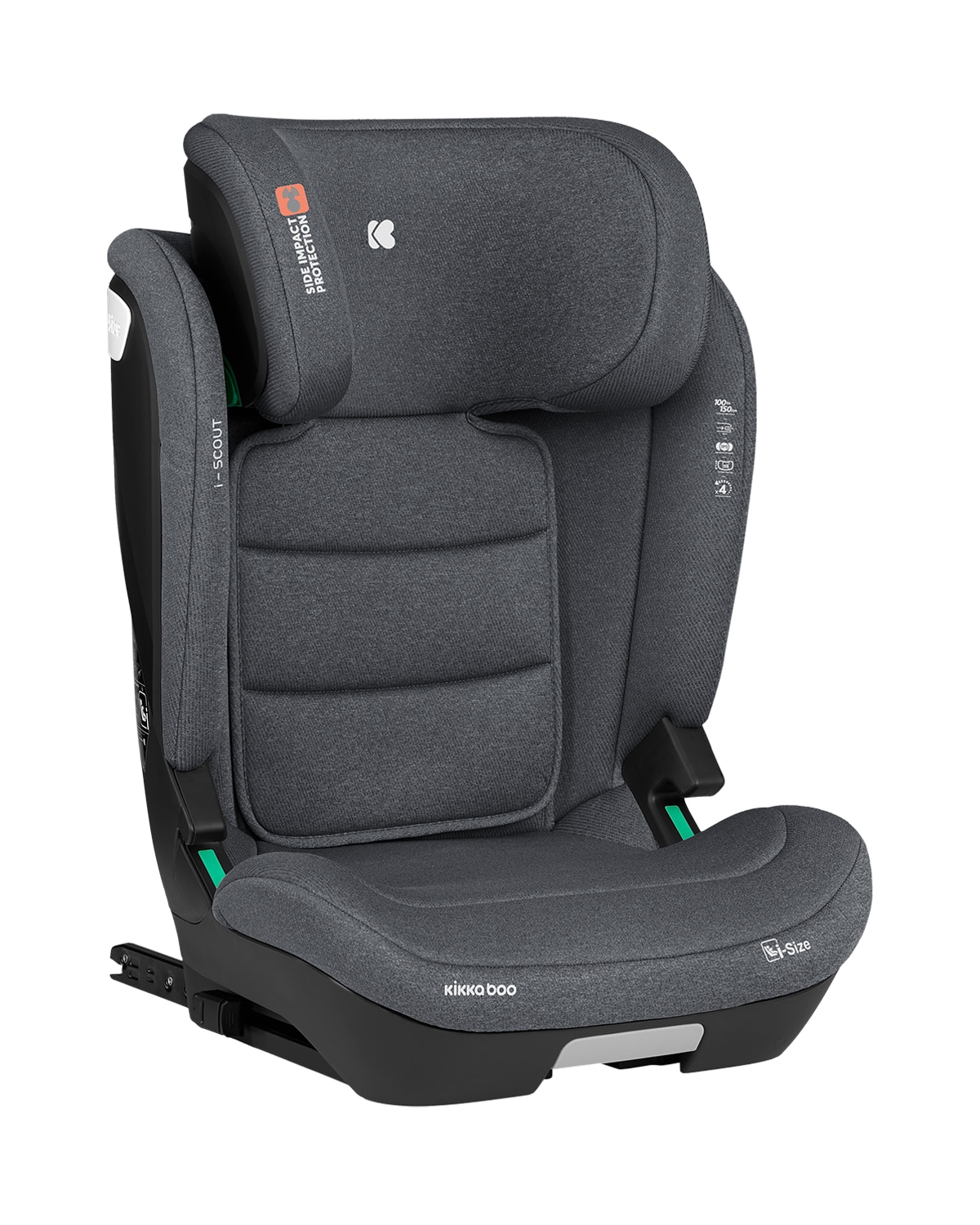 Kikkaboo Kindersitz i-Scout i-Size (100 - 150 cm) Kopfst&uuml;tze verstellbar Isofix grau - Bild 1