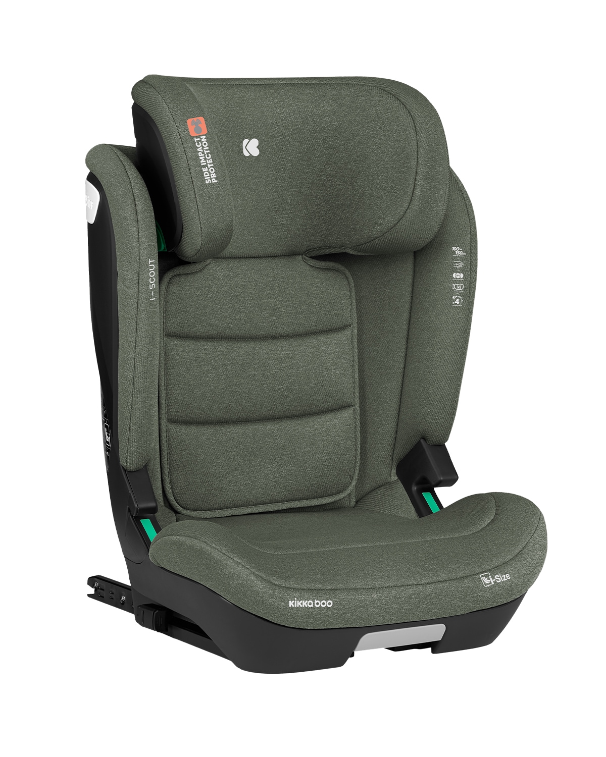 Kikkaboo Kindersitz i-Scout i-Size (100 - 150 cm) Kopfst&uuml;tze verstellbar Isofix gr&uuml;n - Bild 1