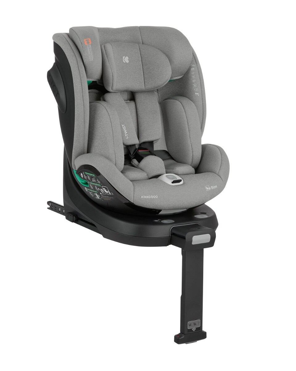 Kikkaboo Kindersitz i-Twist i-Size (40-150 cm) Gruppe 0+/1/2/3 St&uuml;tzbein Isofix hellgrau - Bild 1