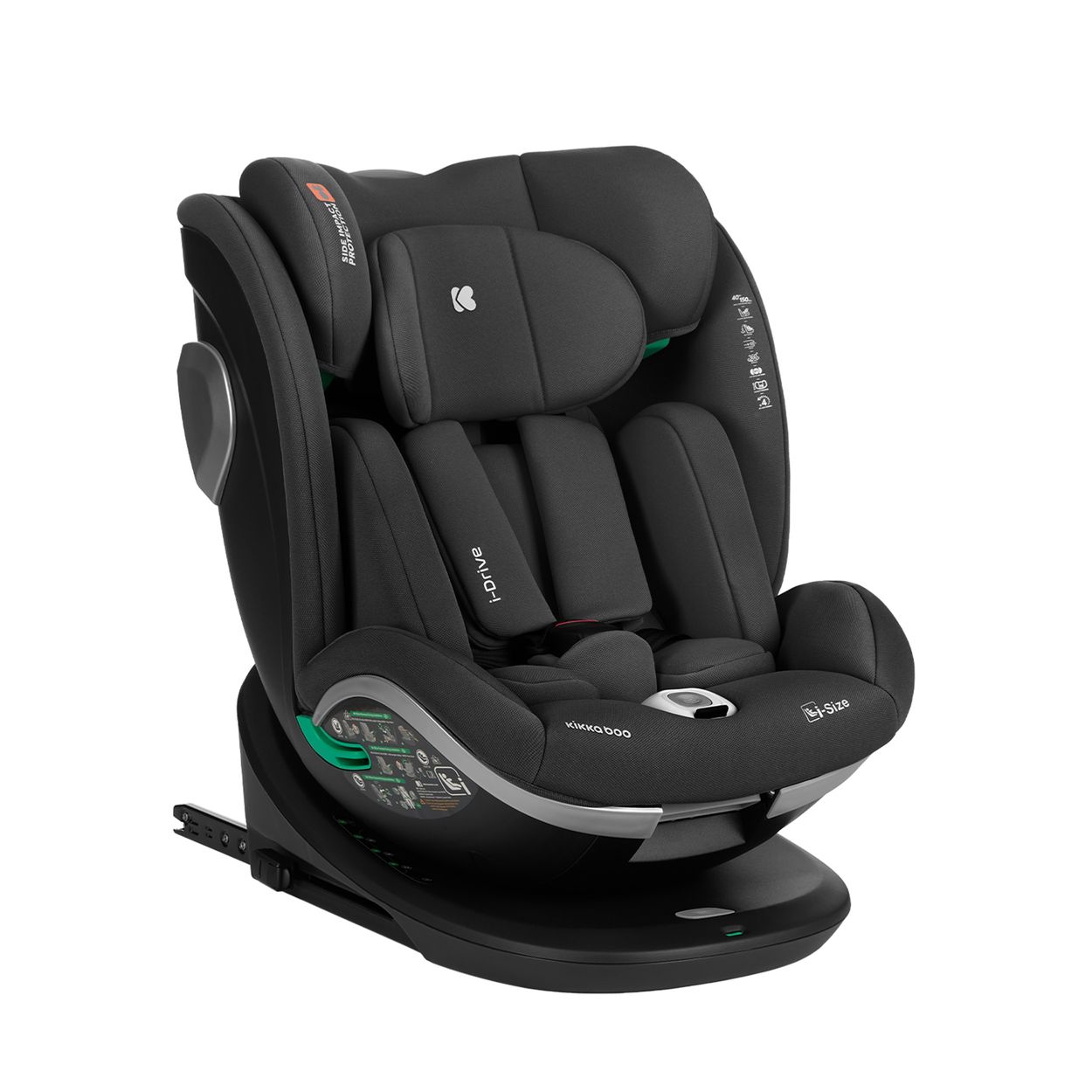 Kikkaboo Kindersitz i-Drive i-Size (40-150cm) Isofix Top Tether, Kopfst&uuml;tze, SPS schwarz - Bild 1