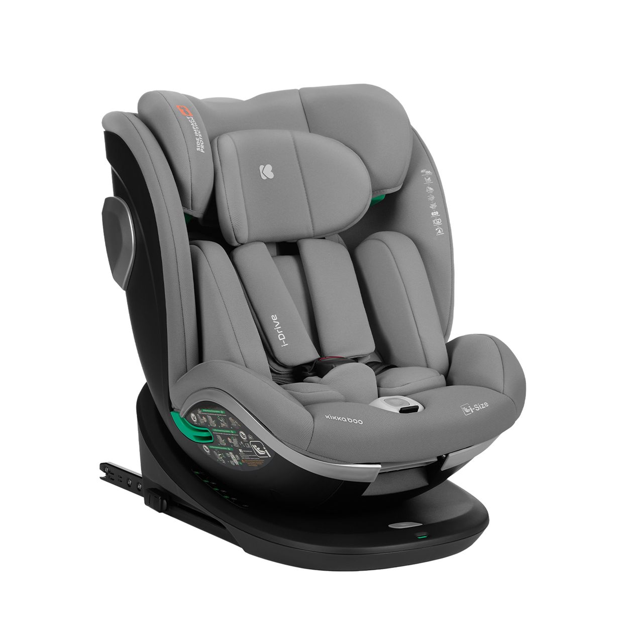 Kikkaboo Kindersitz i-Drive i-Size (40-150cm) Isofix Top Tether, Kopfst&uuml;tze, SPS hellgrau - Bild 1