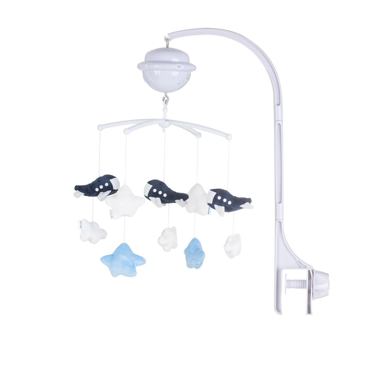 Chipolino Musikmobile Bluetooth-Funktion Projektor Plüschfiguren Universalklemme blau