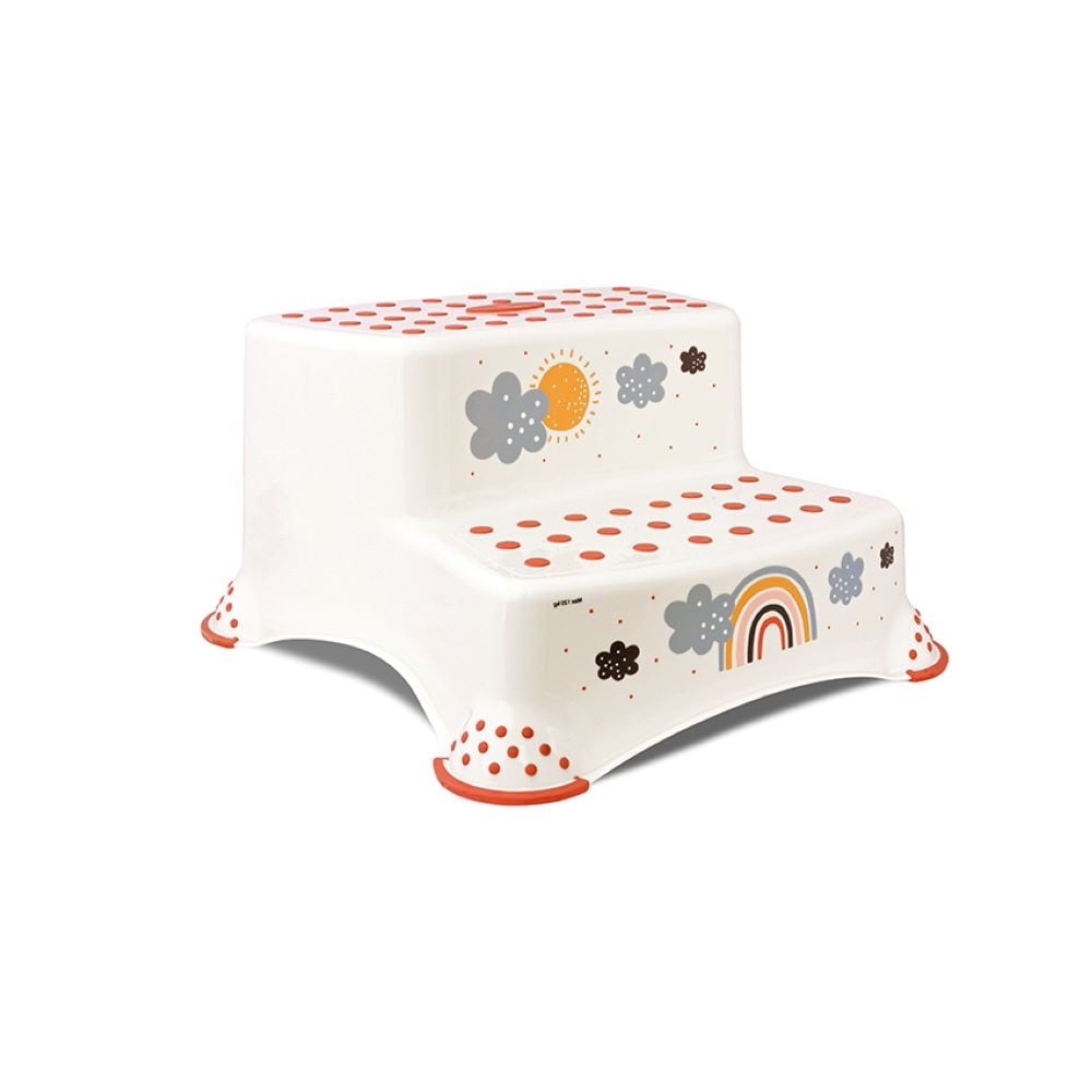 Lorelli zweistufiger Kinder Badhocker, Tritthocker rutschfest, Gummi-Noppen rot - Bild 1