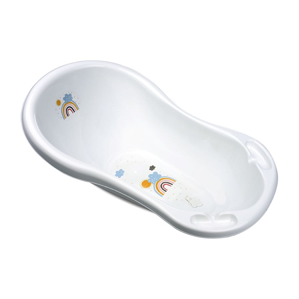 Lorelli Babybadewanne Rainbow 84 cm Wasserablauf ergonomische Form Ablagef&auml;cher wei&szlig; - Bild 1