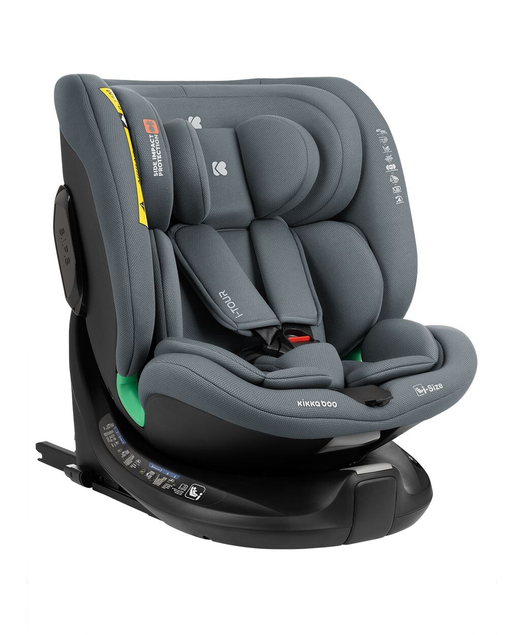 Kikkaboo Kindersitz i-Tour i-Size (40-150 cm) Gruppe 0+/1/2/3, Isofix, drehbar dunkelgrau