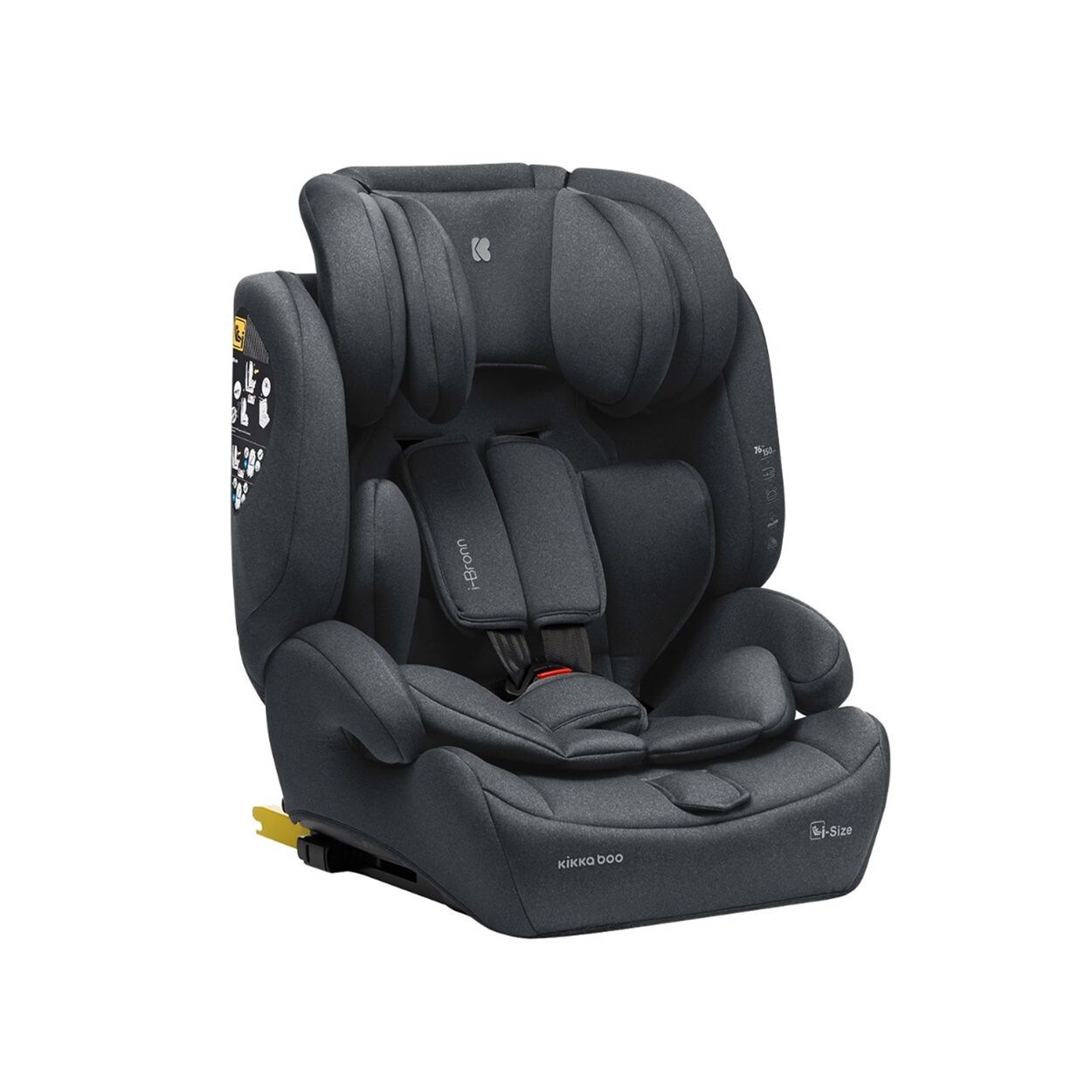 Kikkaboo Kindersitz I-Bronn i-Size (76-150cm) Isofix, Top Tether, Kissen, Gurt grau