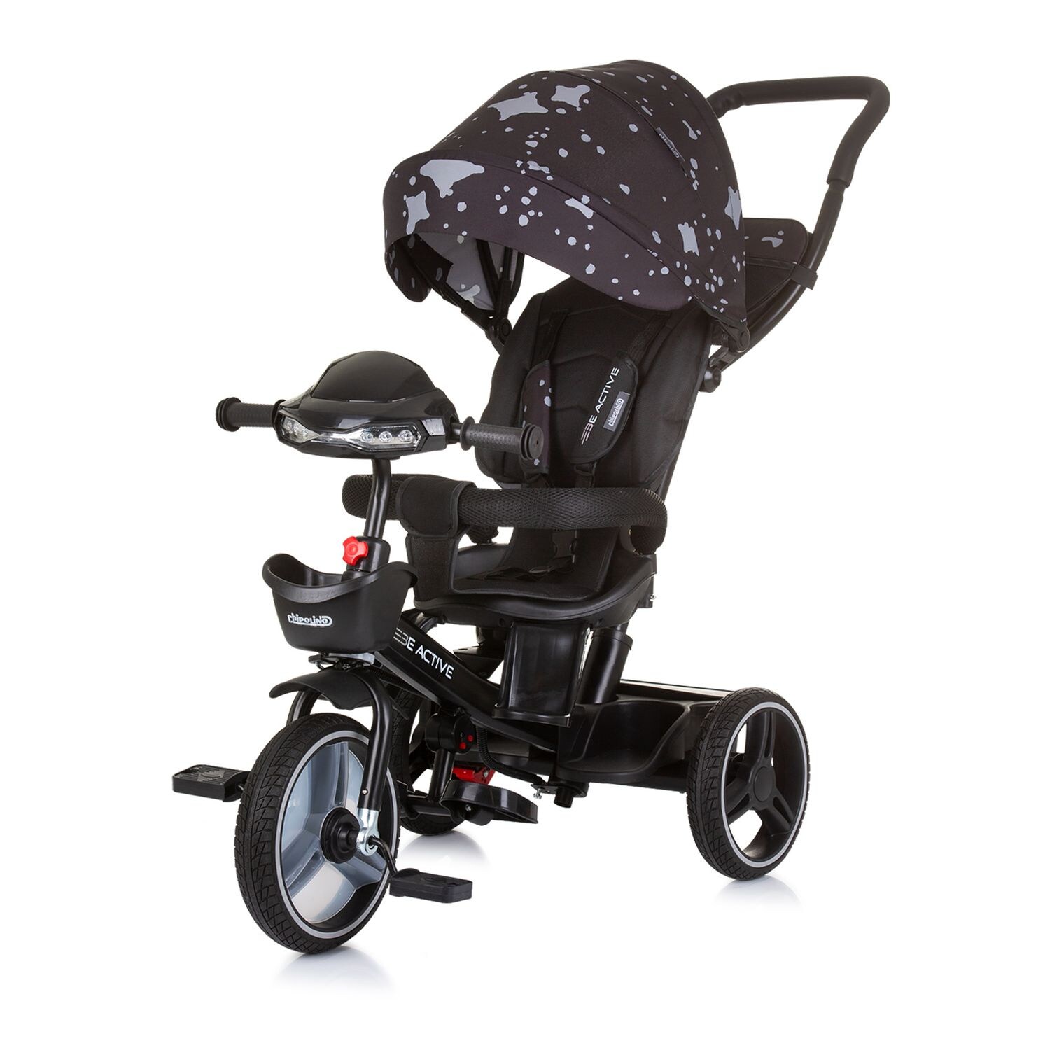 Chipolino Tricycle Dreirad Be Active 2 in 1 Sitz drehbar Musik Licht drehbar schwarz | 03800931056551