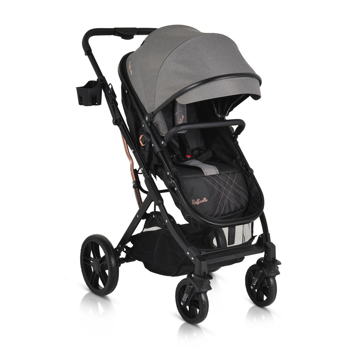 Moni Kombikinderwagen Rafaello 2 in 1, umbaubar, Sportsitz, Fußabdeckung, Tasche grau