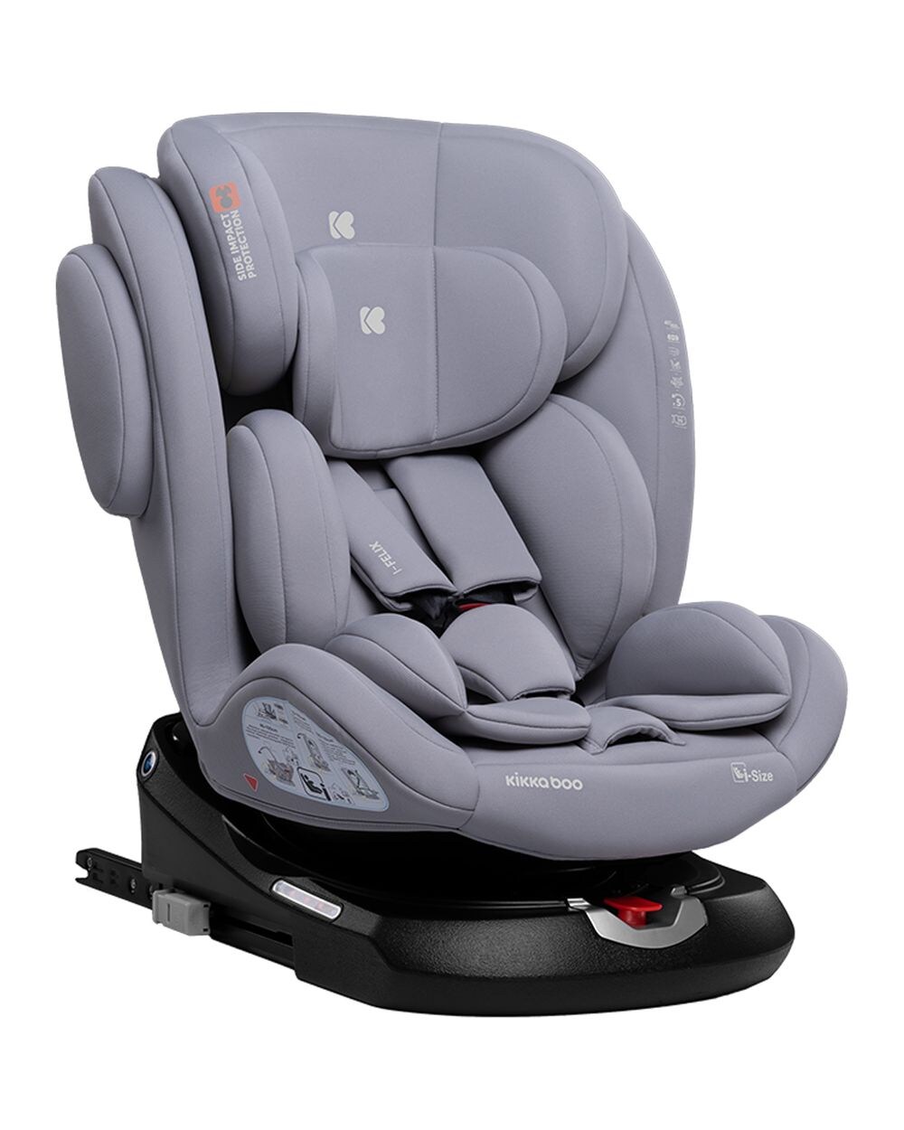 Kikkaboo Kindersitz i-Felix i-Size (40-150cm) Isofix Top Tether 360 Grad Drehung hellgrau
