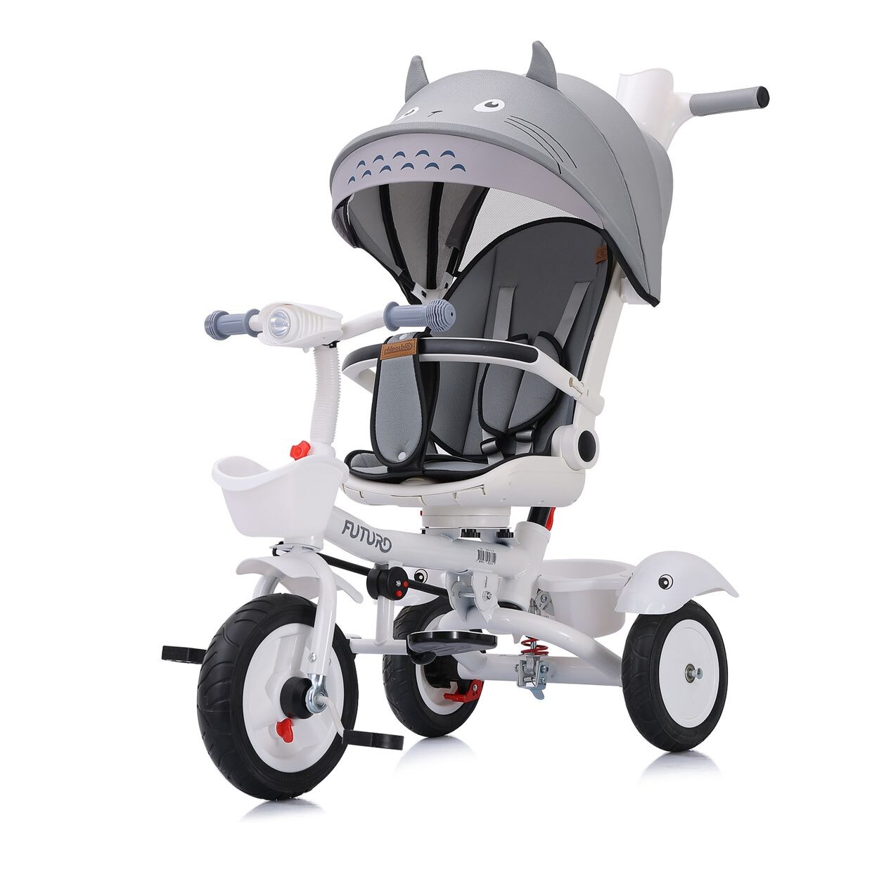 Chipolino Tricycle Futuro 2 in 1 faltbar, Becherhalter, Musik, Licht, PU-Räder grau