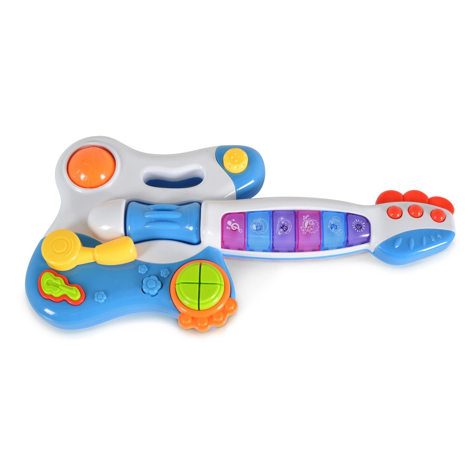 Moni Musikspielzeug Gitarre HE0501 Töne, Melodien, Tasten, Licht, ab 18 Monate blau