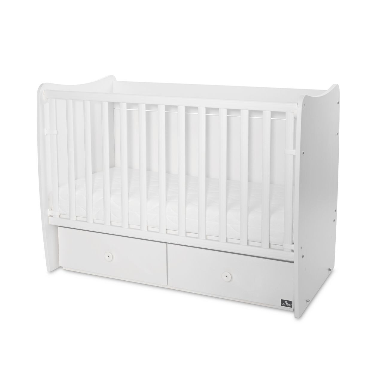Lorelli Babybett MATRIX NEW Kinderbett 120 x 60 cm, 2 Ebenen, 2 Schubladen weiß