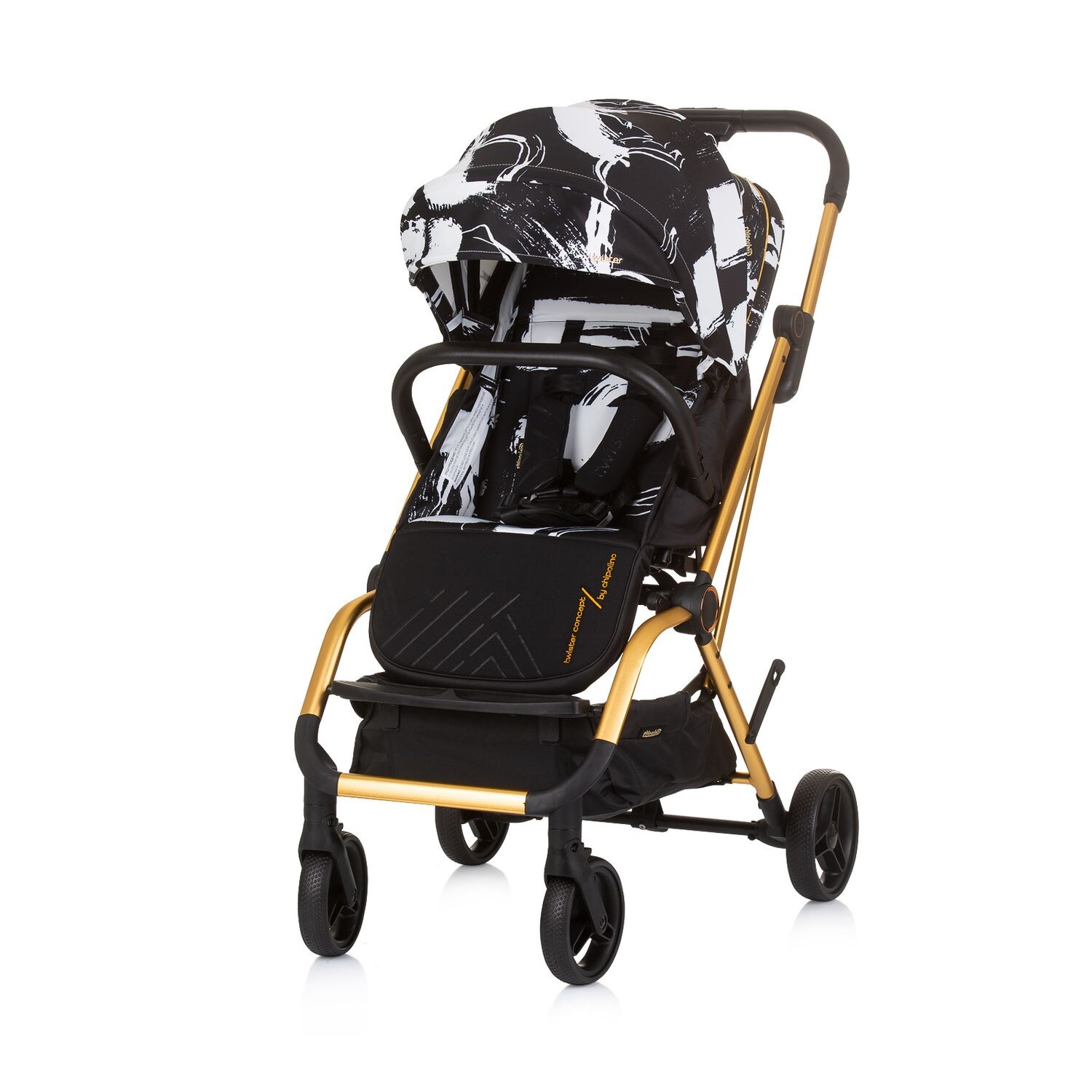 Chipolino Kinderwagen, Buggy Twister 360 Grad drehbar, Rückenlehne verstellbar schwarz gemustert | 03800931056957