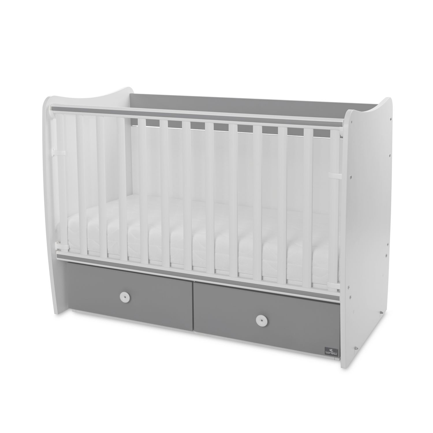 Lorelli Babybett MATRIX NEW Kinderbett 120 x 60 cm, 2 Ebenen, 2 Schubladen grau - Bild 1