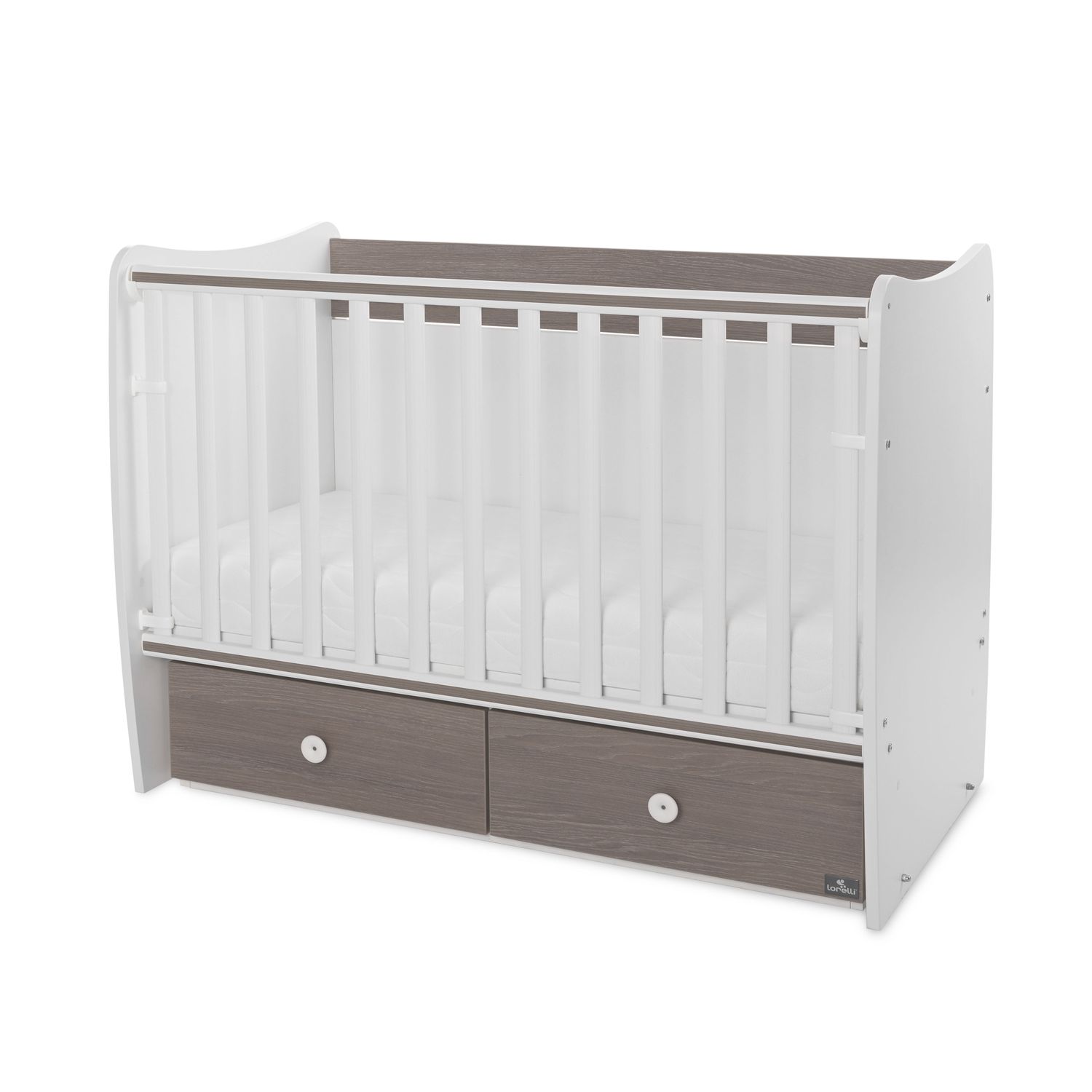 Lorelli Babybett MATRIX NEW Kinderbett 120 x 60 cm, 2 Ebenen, 2 Schubladen braun - Bild 1