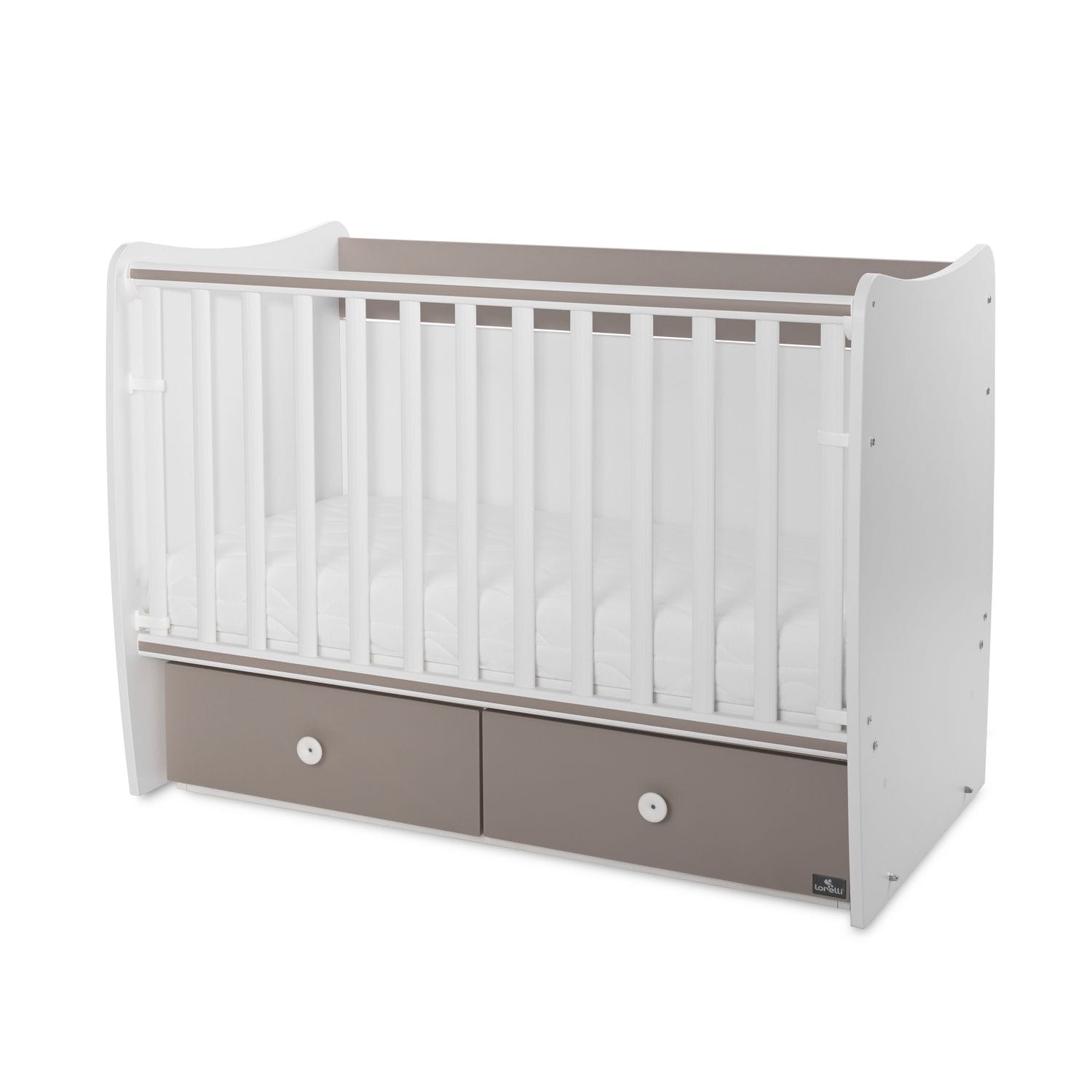 Lorelli Babybett MATRIX NEW Kinderbett 120 x 60 cm, 2 Ebenen, 2 Schubladen braun wei&szlig; - Bild 1