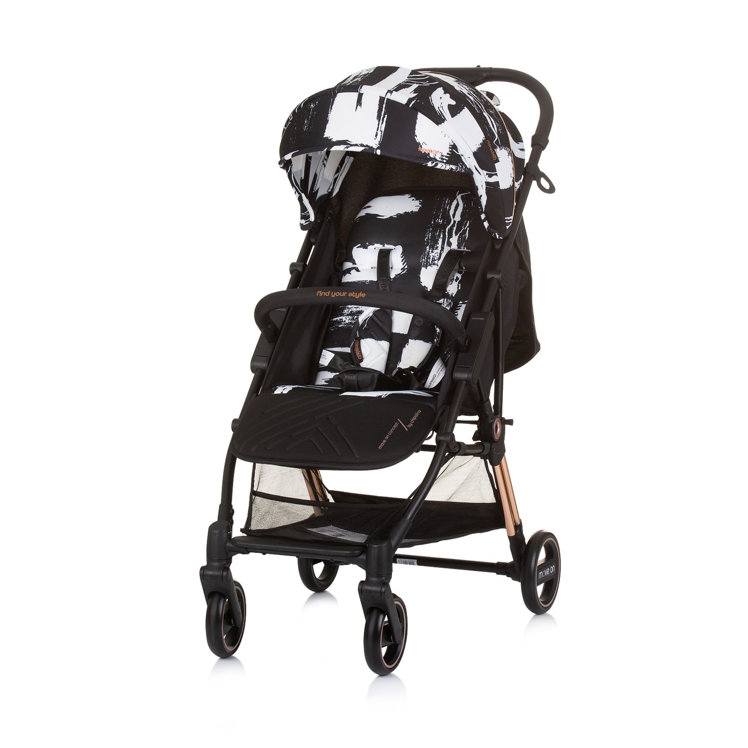 Chipolino Kinderwagen Move on 6 kg klappbar gefederte Vorderr&auml;der verstellbar schwarz gemustert - Bild 1