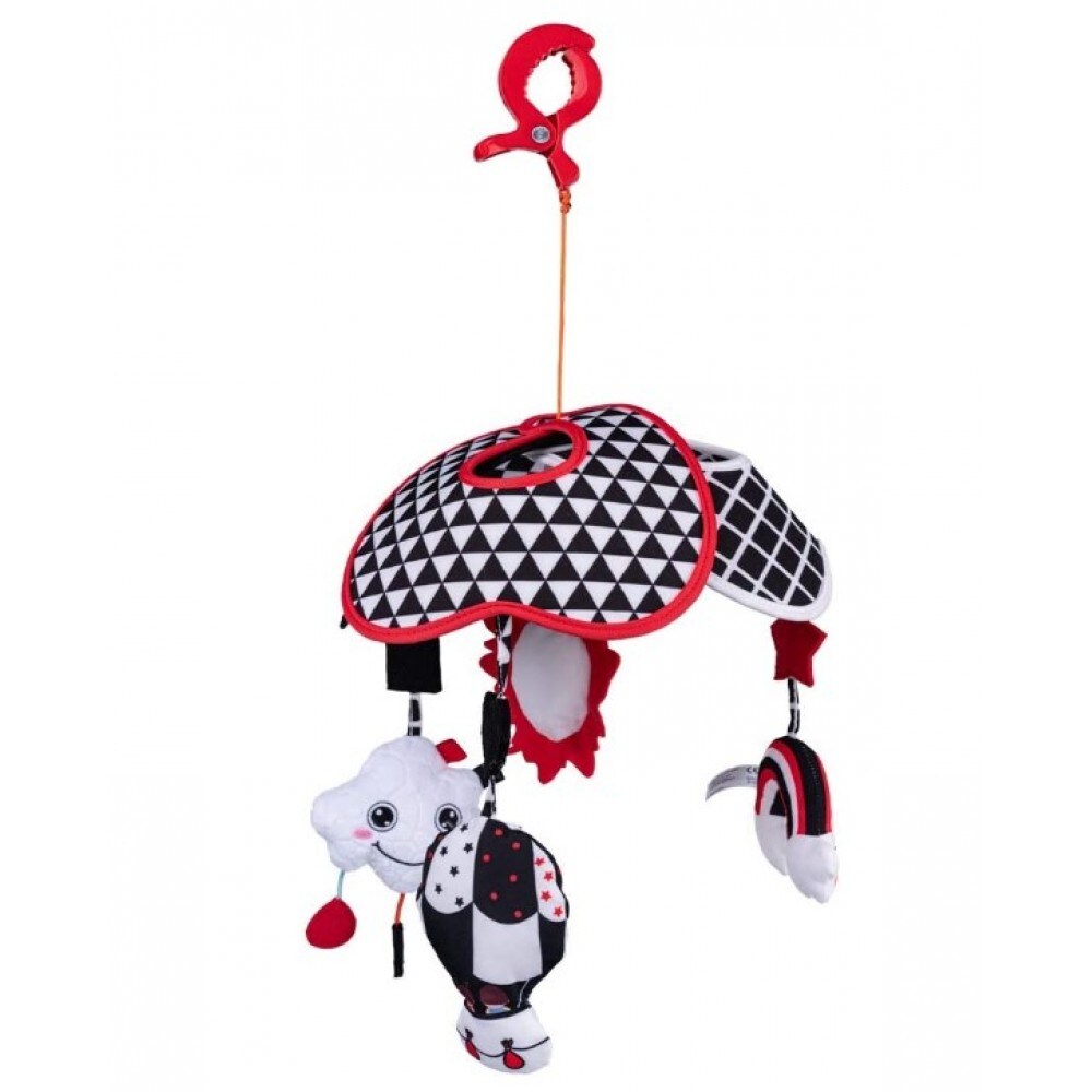 Bali Bazoo Mobile 80421 aus Stoff, 4 H&auml;ngespielzeuge, Reisemobile ab Geburt rot - Bild 1