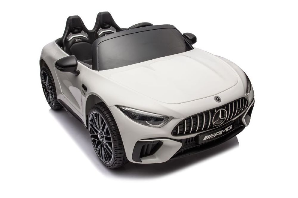 ES-Toys Elektro Kinderauto Mercedes SL63 AMG EVA-Reifen Sto&szlig;d&auml;mpfer lizenziert weiss - Bild 1
