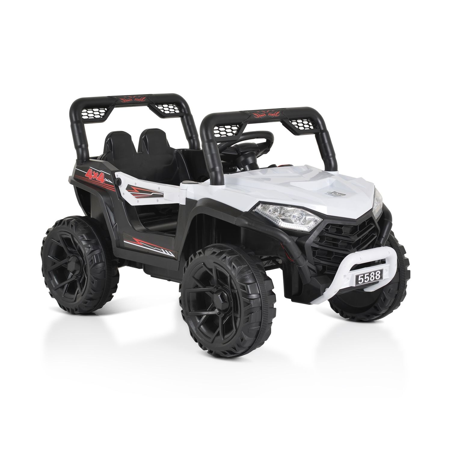 Moni Kinder Elektroauto Buggy UTV 5588 Fernbedienung MP3 Gurt 2 Motoren Lichter weiß | 03801005000883