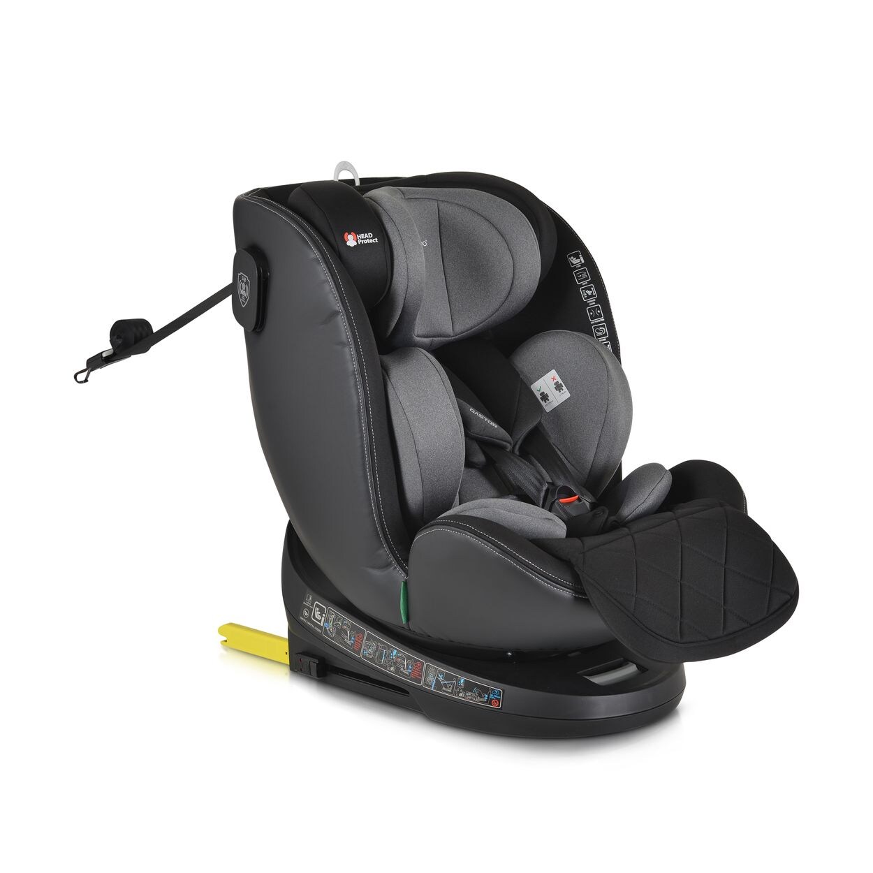 Cangaroo Kindersitz i-Size Castor (40-150cm) Gruppe 0/1/2/3 Isofix, Kopfschutz grau