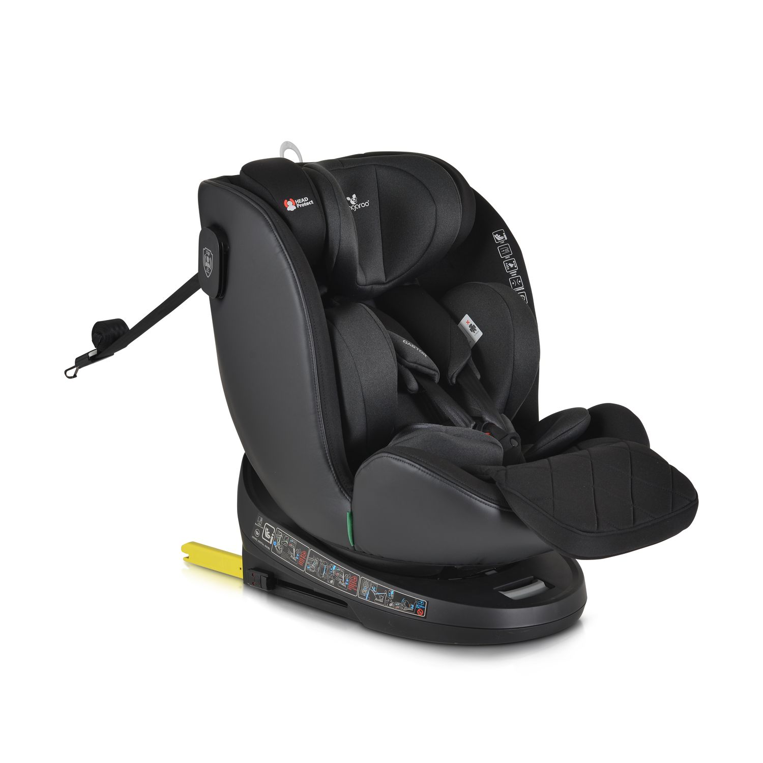 Cangaroo Kindersitz i-Size Castor (40-150cm) Gruppe 0/1/2/3 Isofix, Kopfschutz schwarz - Bild 1
