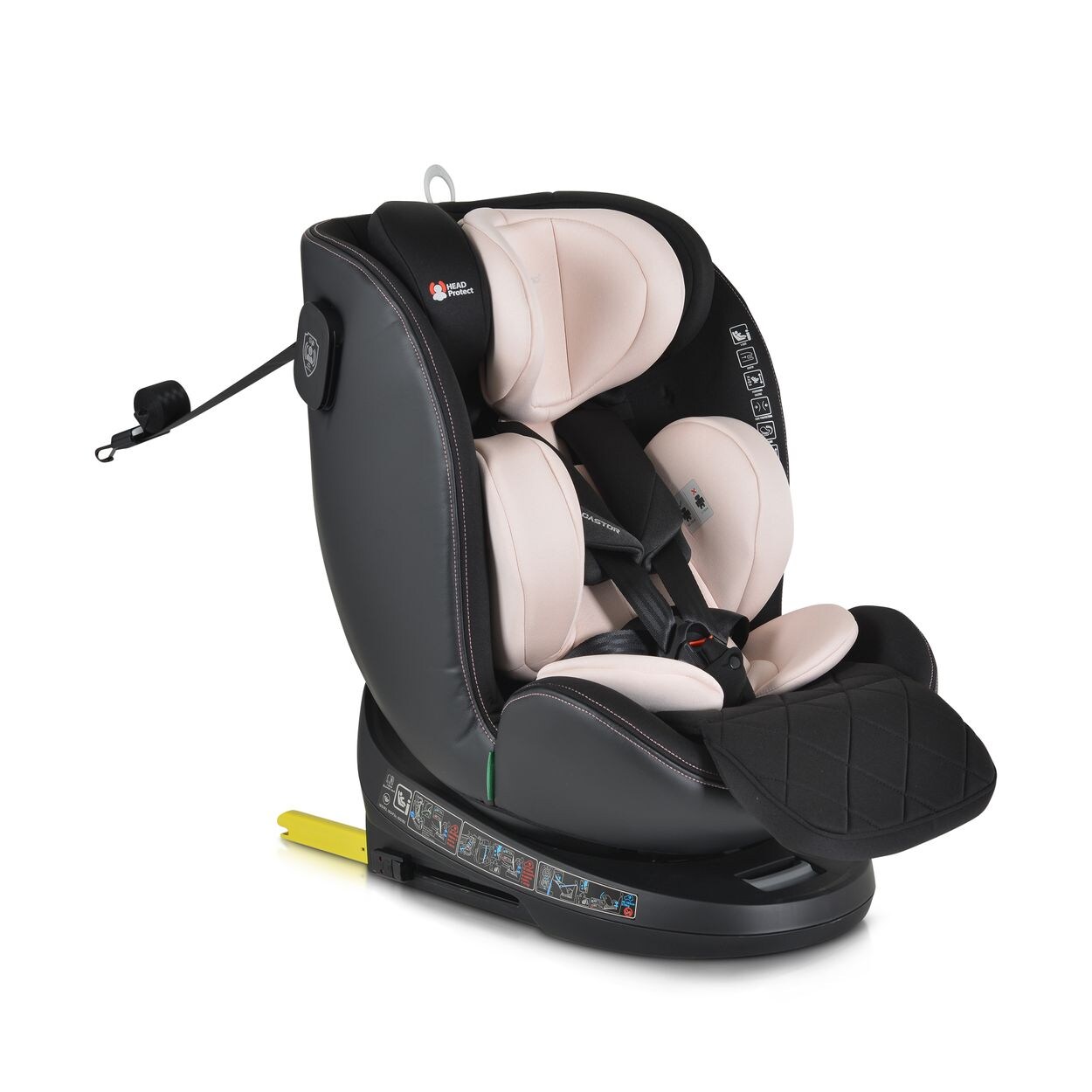 Cangaroo Kindersitz i-Size Castor (40-150cm) Gruppe 0/1/2/3 Isofix, Kopfschutz beige/rosa